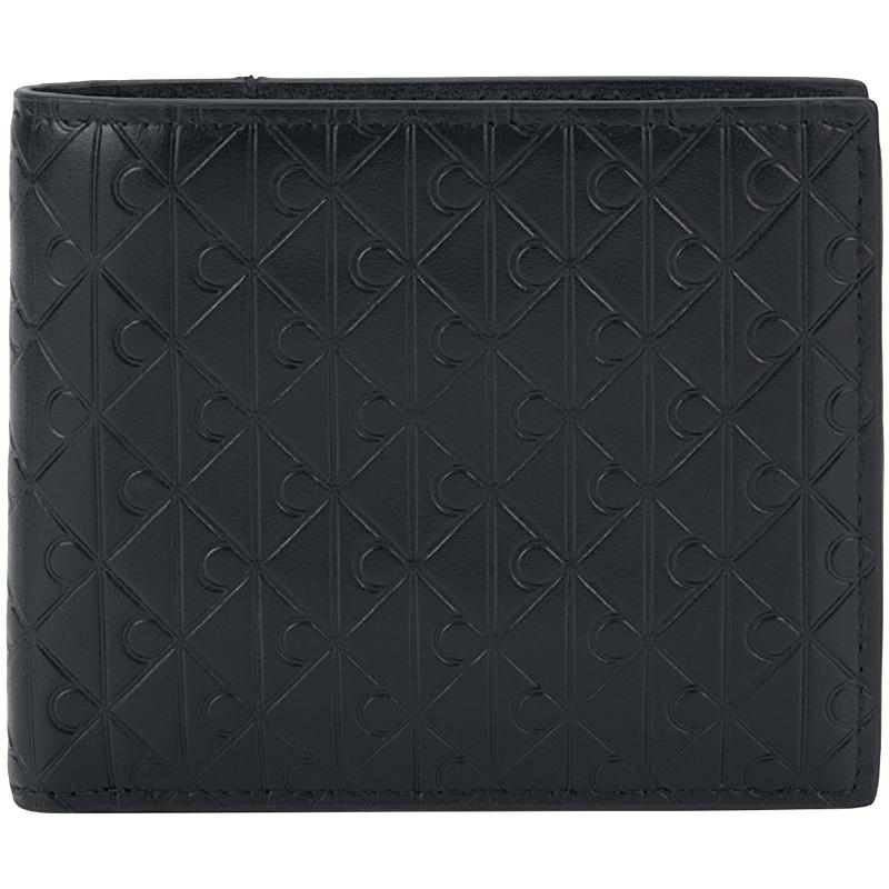 

Calvin Klein Monogram Embossed Multi-Card Slot Leather Wallet Men wallet Space-Black 4D1129G-UB1 Basic Set (Bag)