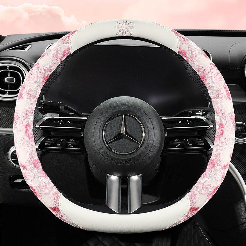New Lace Floral Design Peugeot 307 207 301 308 408 Logo Car Steering Wheel Cover Universal for Women