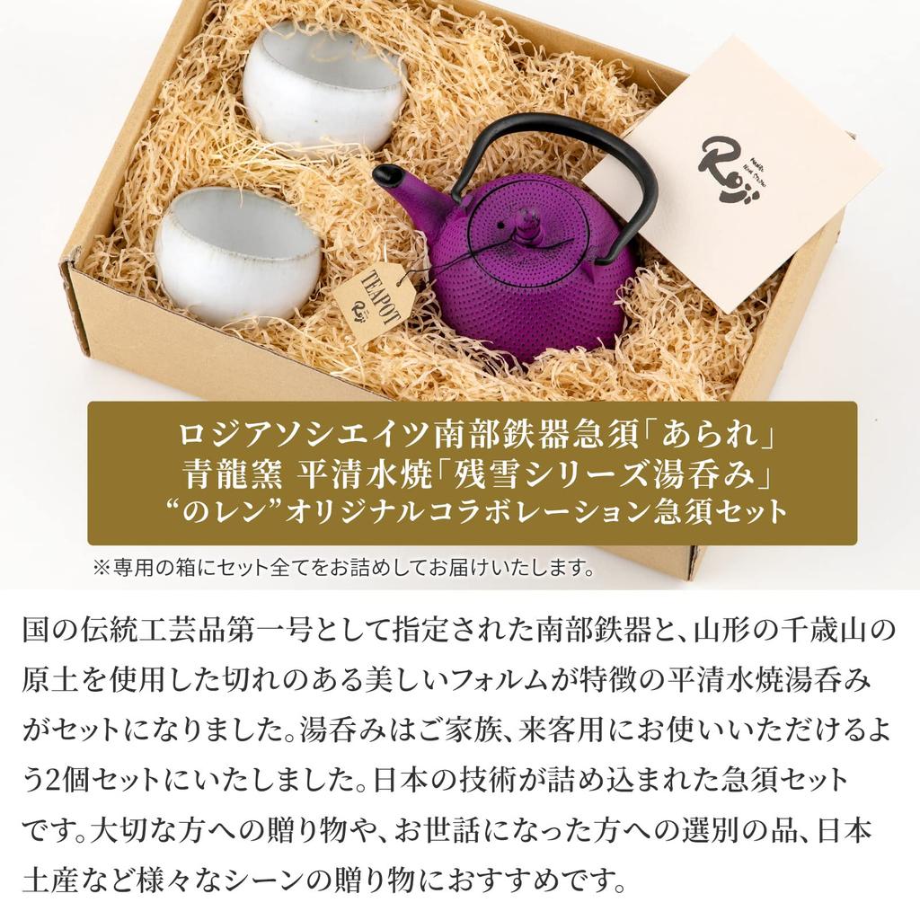 Nanbu Ironware Teapot and Hirashimizu Ware Tea Cup Set Dome Teapot Color In Japan Enameled Inside Comes with Tea Associates Seiryu Kiln Traditional