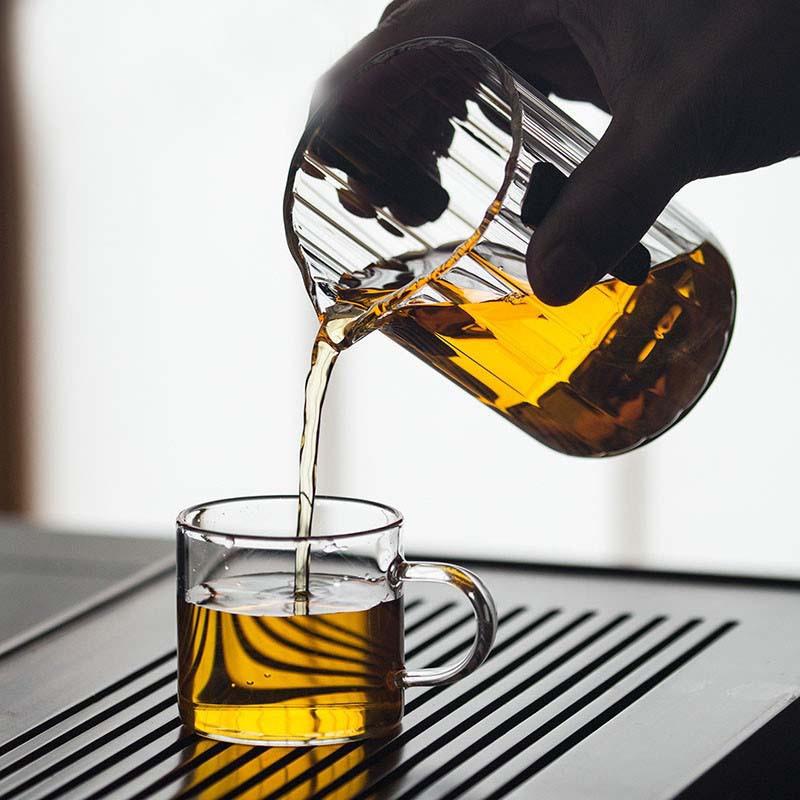 300ml Anti scalding Wood Chips Glass Fair Cup Tea Pitcher Household Tea Ceremony Tea Mug Chahai Kung Fu Tea Set Accessories