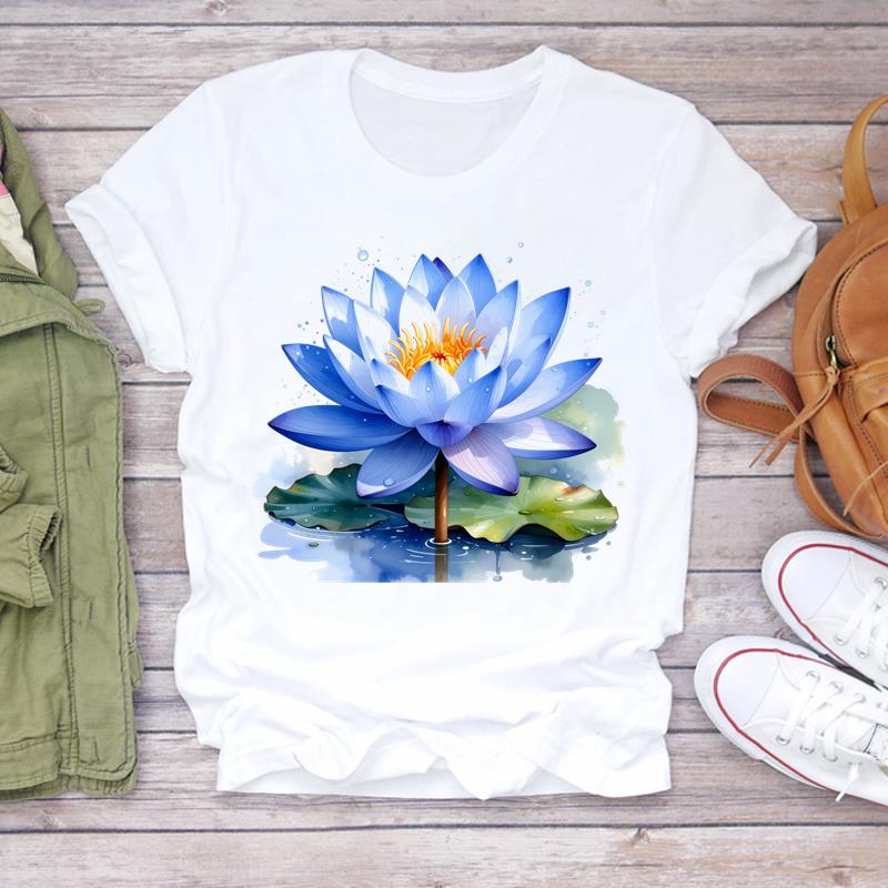 

(Asian Size) flower sweet Graphic Short Sleeve T-shirts Lady Female Top Printed Fashion Clothing Women Casual T Shirt Tee S
