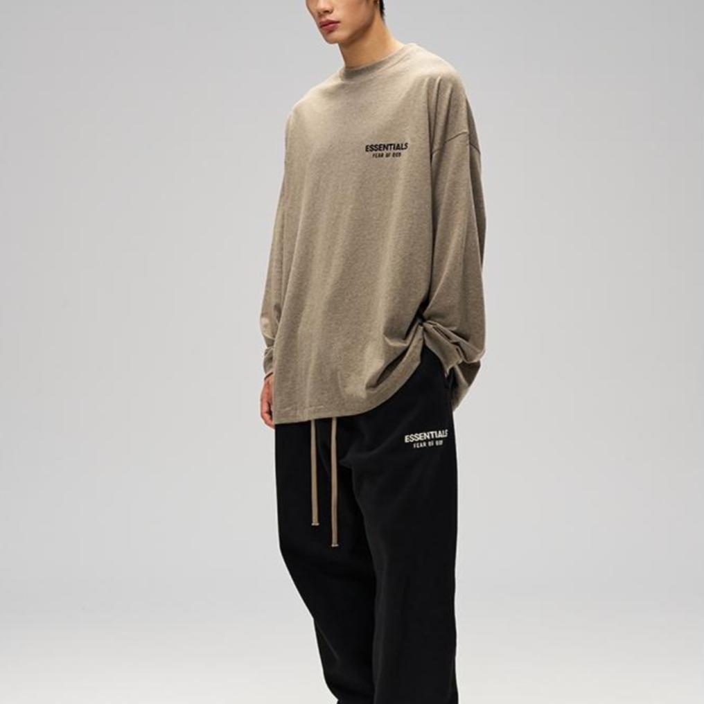 Fear of God Essentials Jersey Long-Sleeve Shirt Heather Grey Men Tops 125HO244379F