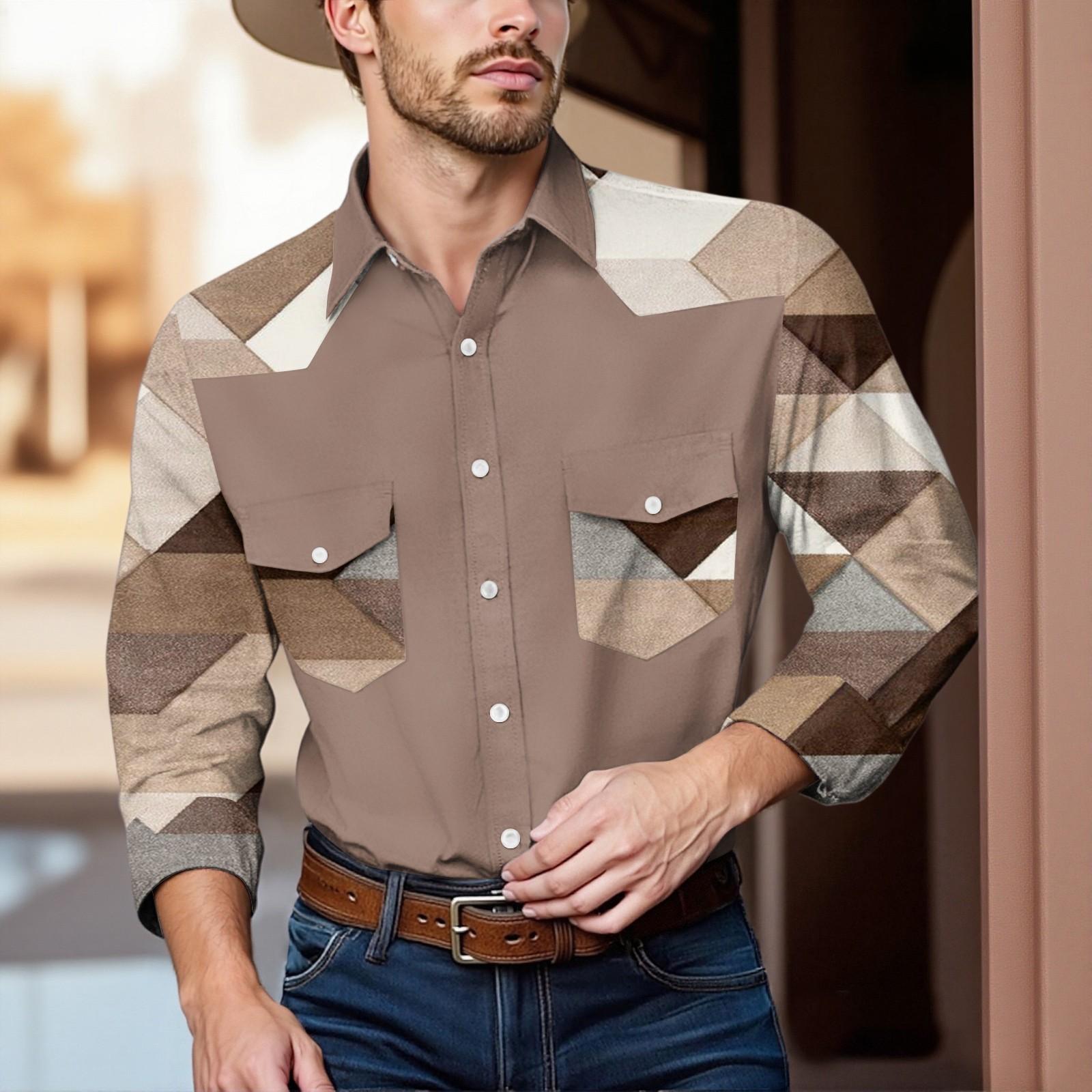 

Мужской модный топ кэжуал с длинными рукавами, лацканами и длиной до плеч XL хаки