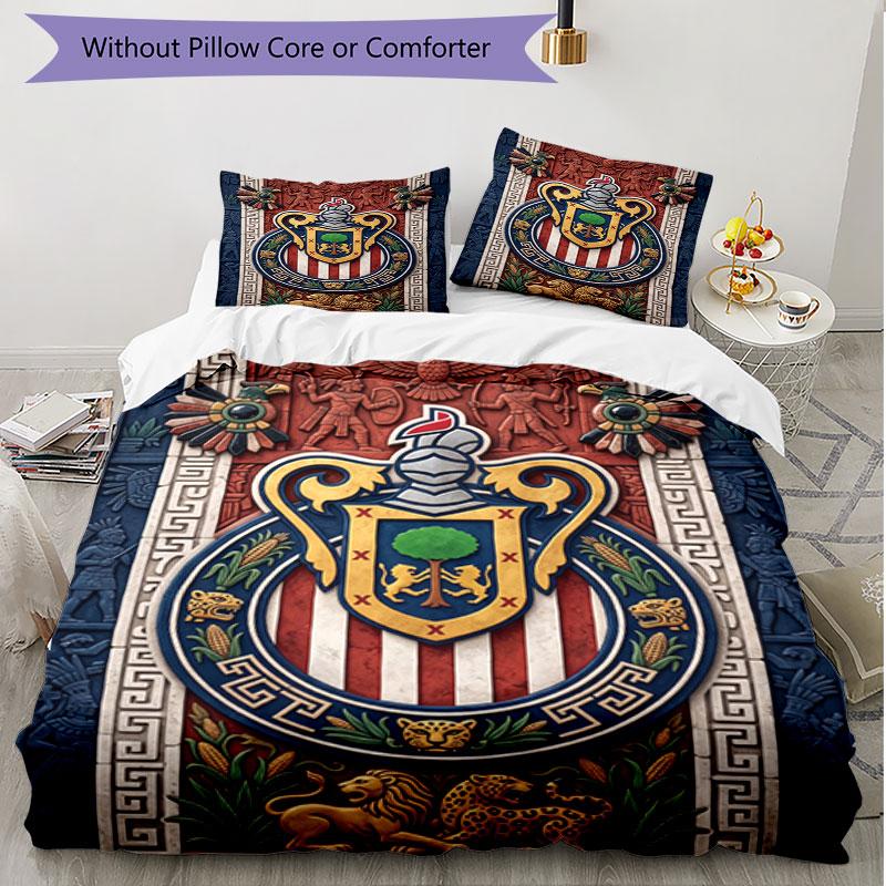 3pcs Duvet Cover Set (1*Duvet Cover + 2*Pillowcase, Without Core), Club Deportivo Guadalajara Print Soft All‑Season Bedding Set, Home Bedroom Decor Gi