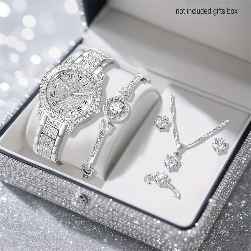 Ladies Watch Set, Steel Belt Full of Diamonds, High-end Quartz Watch Temperament, Business Leisure Watch Wholesale