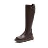 Augustine Black Boots Women's 2025 New Autumn and Winter Fleece Thick-soled Thick-legged Small Knight Boots Boots
