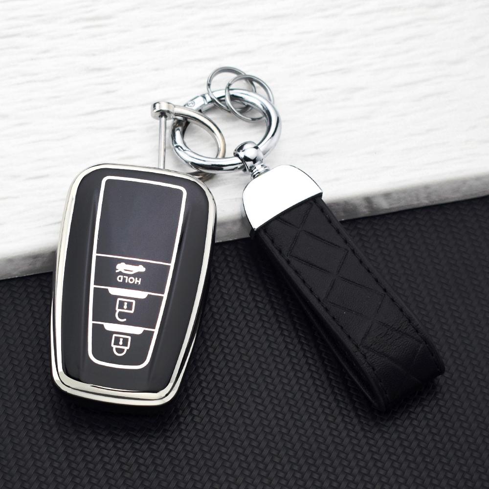 Tpu Car Key Case For Toyota Camry Chr Corolla Rav4 Avalon Land Cruiser Prado Prius 2/3/4 Buttons Key Cover Keychain Accessories