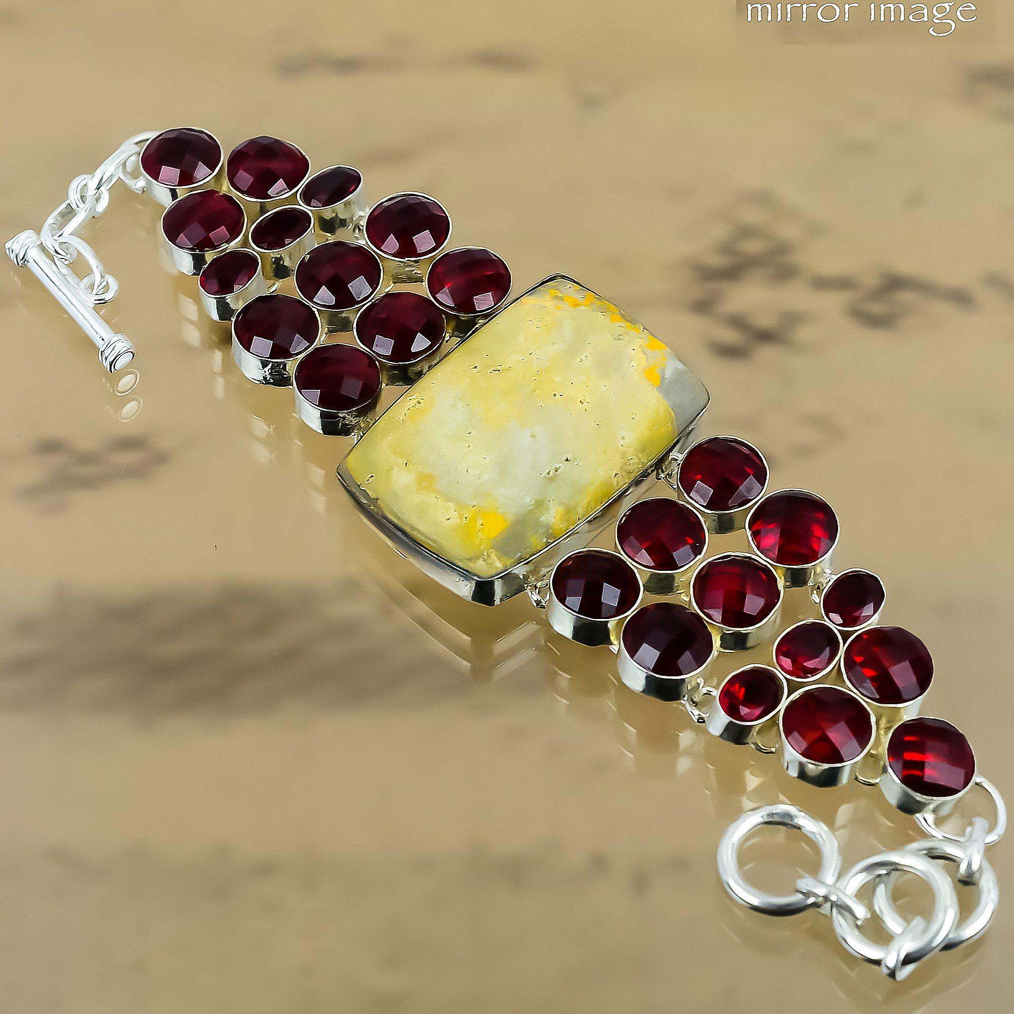 

Natural Bumble Bee Jasper Chain Adjustable Bracelet 925 Silver For Girls Adjustable