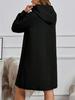 2025 Plus Size Women's Hooded Drawstring Dress - Solid Color, Long Sleeve, Autumn/Winter