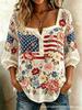 New Xiyin Summer T-Shirt Women's Printed Square Neck Button Bubble Sleeve Women's Top Women's