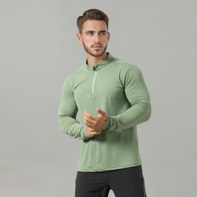 Maglia da Corsa da Uomo con Zip Corta Maglia Atletica Asciugatura Rapida Manica Lunga Pullover per Allenamento Palestra Jogging Golf