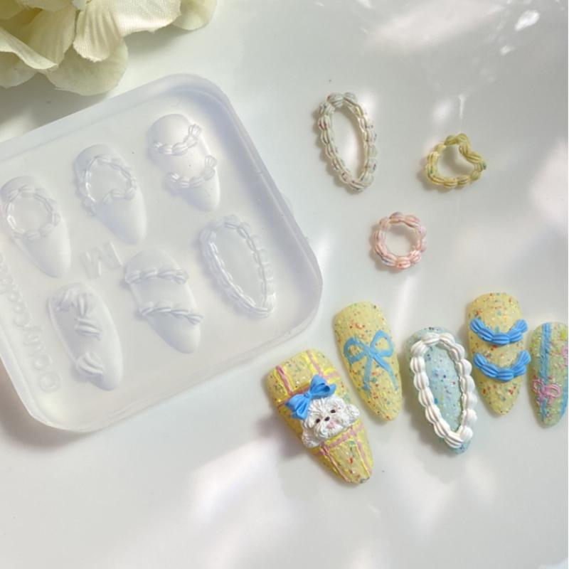 Cake Cream 3D Silicone Carving Jewelry Nail Mold Diy Design Nail Art Nails Decorations Template For Nail Charms Manicure
