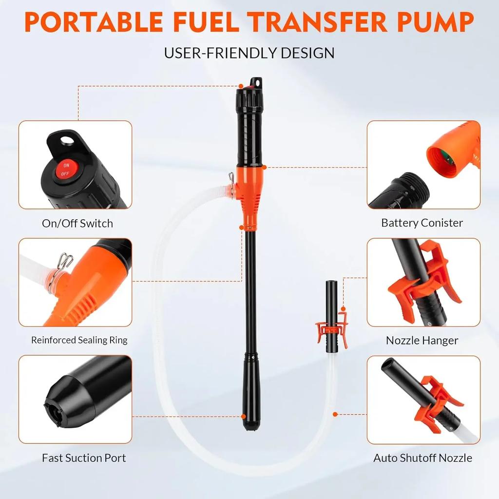 1PC New electric oil pump, portable oil pump self driving hose delivery pump with muzzle design for fuel oil gas water petroleum