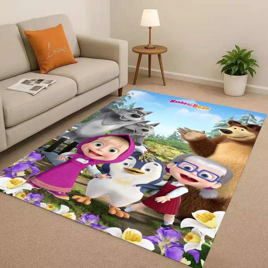 New Cartoon M-Masha And B-Bear Christmas Gift Living Room Non-Slip Area Rug Carpet For Bedroom Playroom Sofa,Home Decor Doormat