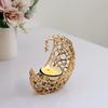 Moon Candle Holder Iron Decorative Tealight Candle Holder for Wedding Party Home Decor Table Centerpiece Black