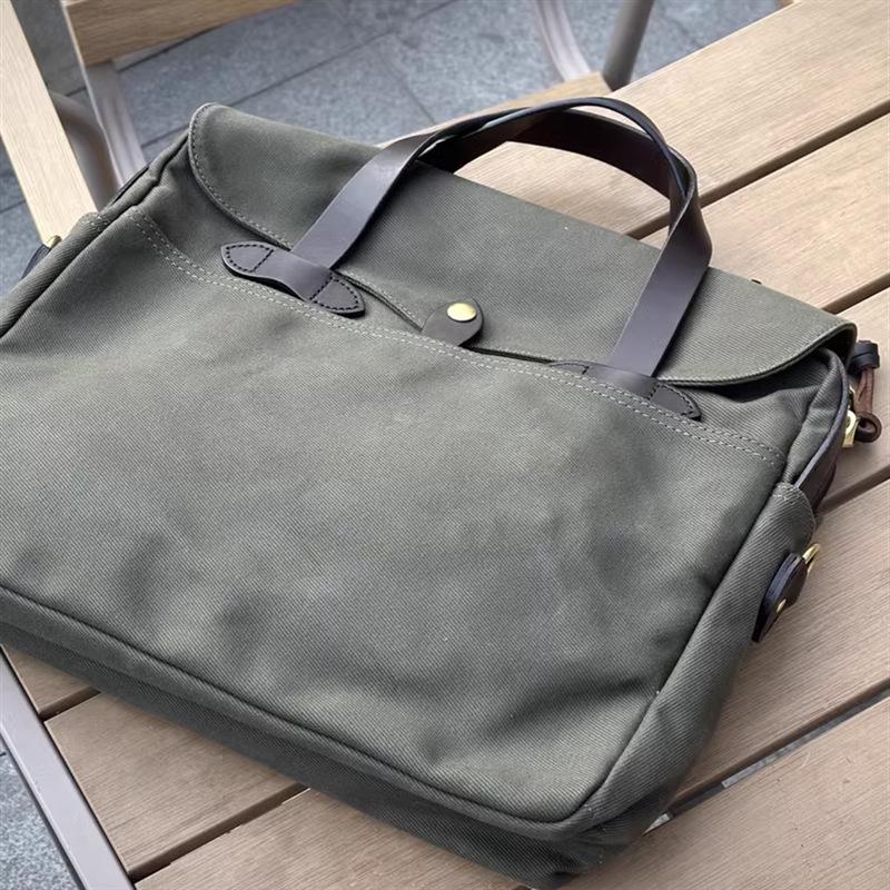 Мужская ретро-сумка-портфель из вощеного холста - Повседневная сумка для компьютера и на плечо армия зеленый