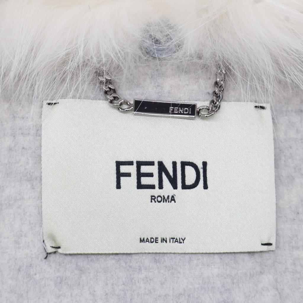 FENDI [Good condition/domestic regular] FFP13314XF0502 100% cashmere with fox fur collar coat 36 IvoryUsed