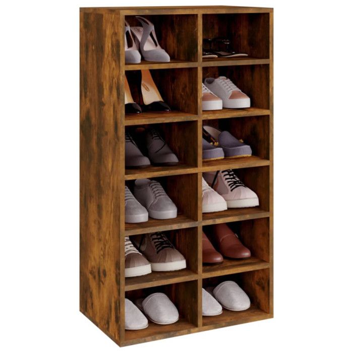 815309 vidaXL Étagère à chaussures Chêne fumé 54x34x100,5 cm