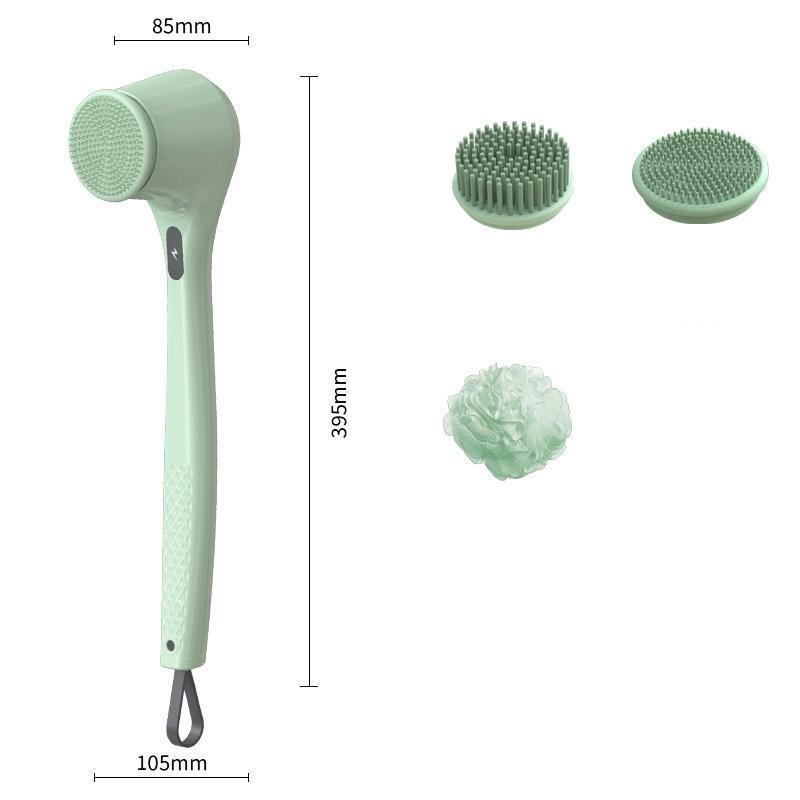 Electric Body Clean Brush Back Brush Anti-scratch Plastic Scrubber Spin Rotating Waterproof Brush Head Bristle-free ABS Handle M