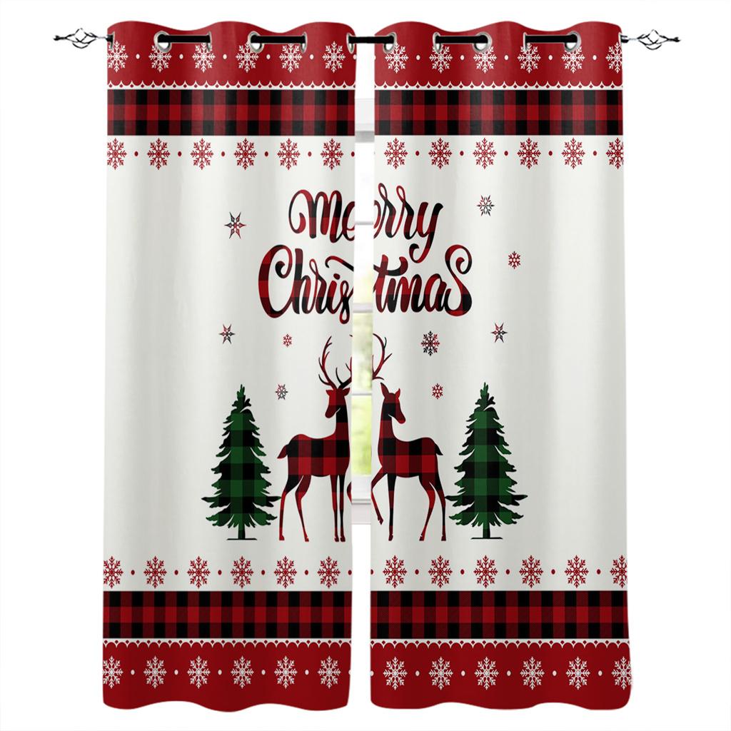 

Камин Рождественские чулки Огонь Роскошные европейские шторы для гостиной Фестивальные оконные шторы для спальни Шторы Оконные панели 50W130H(CM)x2&Grommet Top