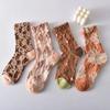 5 Pairs of Fashionable Harajuku Retro Palace Style Women's Socks With Novel Ethnic Print Cute Three-Dimensional Relief Socks