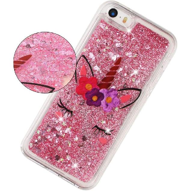 Kompatibilní s pouzdrem pro iPhone 5S pro dívku Třpytivé třpytivé plovoucí lesklé tekuté písky Průhledné měkké TPU silikonové nárazuvzdorné ochranné pouzdro pro iPhone 5 / 5S