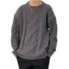 Men's Casual Loose Fit Cable Knit Sweater - Black Autumn/Winter