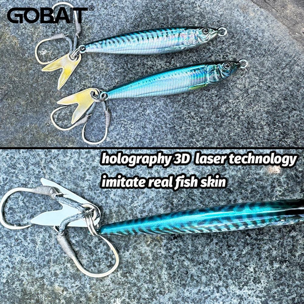 GOBAIT Metal Jig Lure 20g 30g 40g Spinner Spoon 3D Eye Color Laser Spinning Fishing Tackle Blade Hook Swimbait Pesca VIB Bait