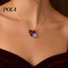 Elegant Birth Flower Jewelry Birthstone Heart Necklace, Stone And Pendant Jan To Stylish Lightweight Dec Floral Birthday Gift for Mom Wife Girlfriend