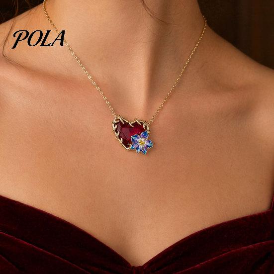 Elegant Birth Flower Jewelry Birthstone Heart Necklace, Stone And Pendant Jan To Stylish Lightweight Dec Floral Birthday Gift for Mom Wife Girlfriend