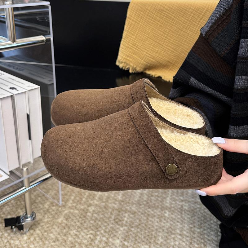 Comfortable and Versatile Thick-soled Cotton Slippers Women's New Velvet Warm Thick-soled Slippers In Autumn and Winter 2025 Outer Slippers