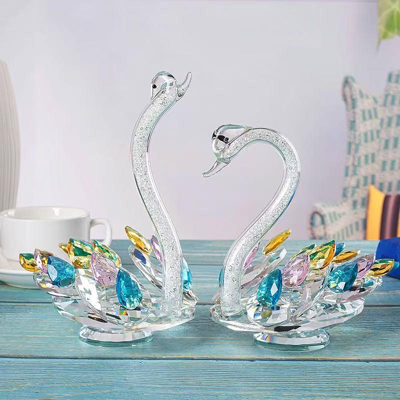 Crystal Swan Ornament: Creative Living Room & Entrance Decor, TV & Wine Cabinet Adornment, Wedding Gift
