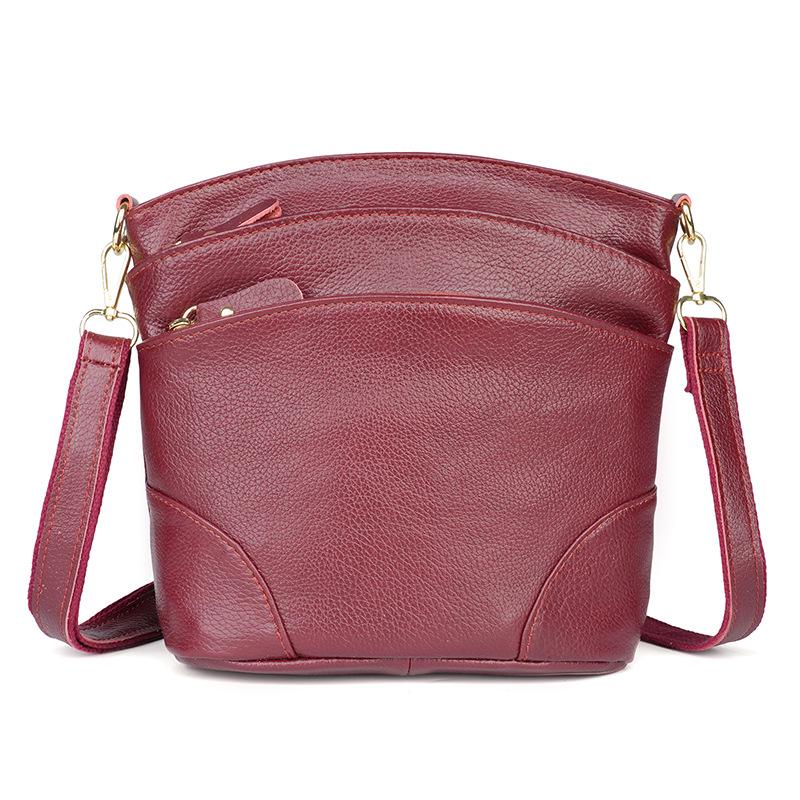 Women's Retro Cowhide Shoulder Bag - Fashionable Mid-Age Mother Genuine Leather Bucket Bag