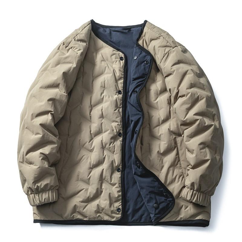 Unisex Reversible Winter Down Jacket 90% White Duck Warm Loose Fit Outdoor Casual Coat