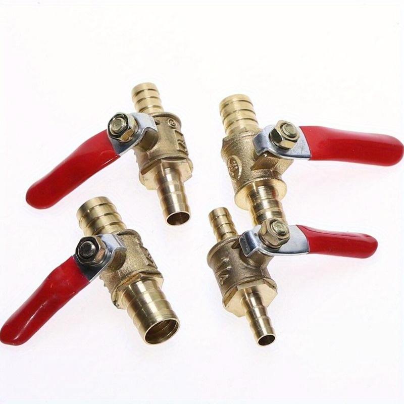4pcs/set 6mm-8mm-10mm-12mm Hose Barb Inline Brass Water Oil Air Gas Fuel Line Shutoff Ball Valve Pipe Fittings