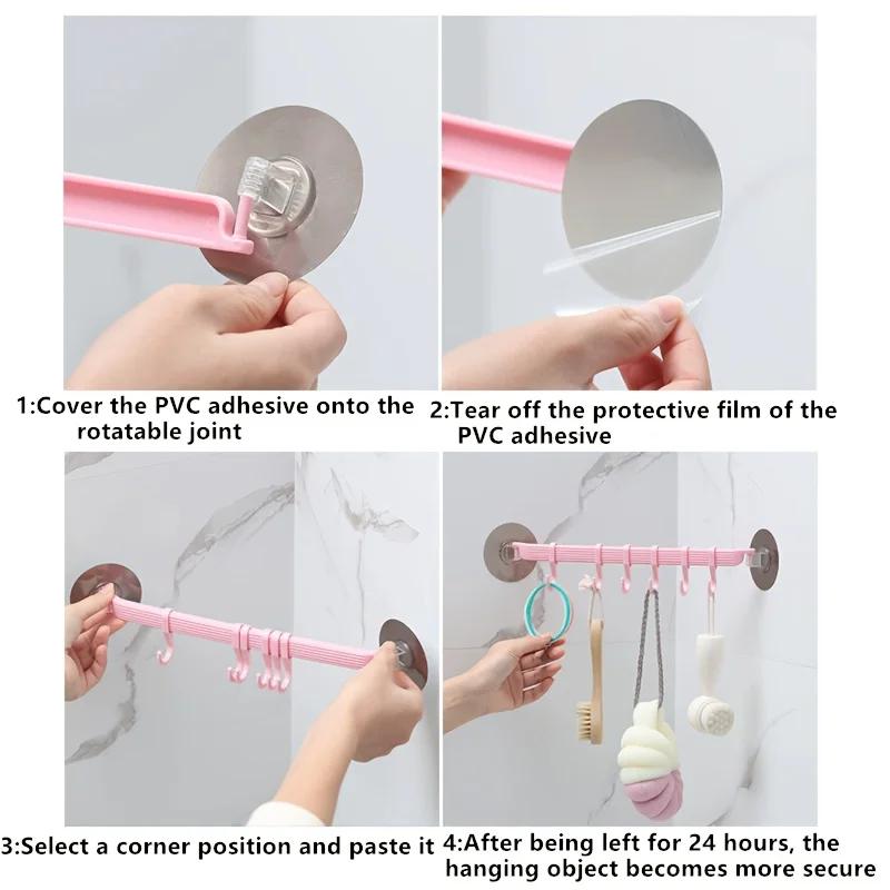 1PC Suction Cup Type Hook 6 Rows for Kitchen Bathroom Corner Suspension Without Marks Hanger Hook