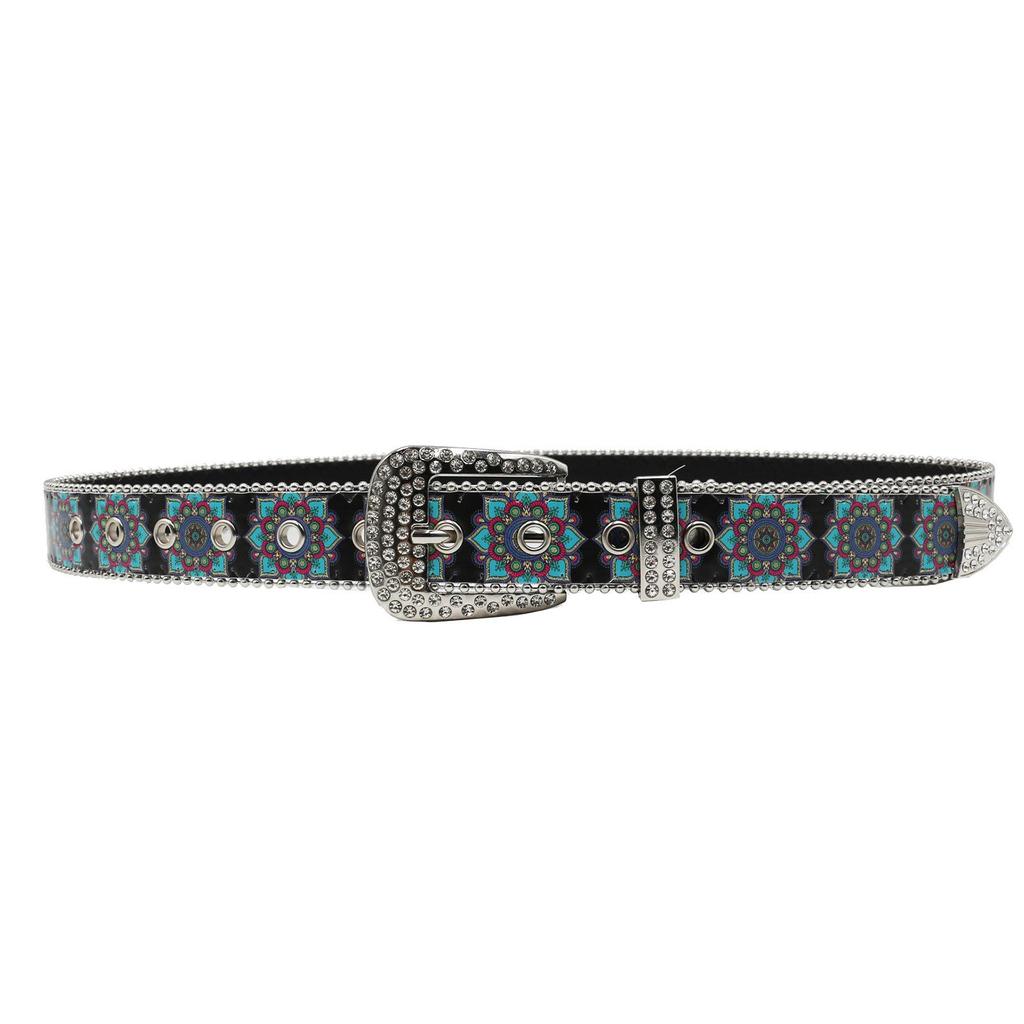 Original Design Punk Y2K Rhinestone Mandala Ethnic Belt