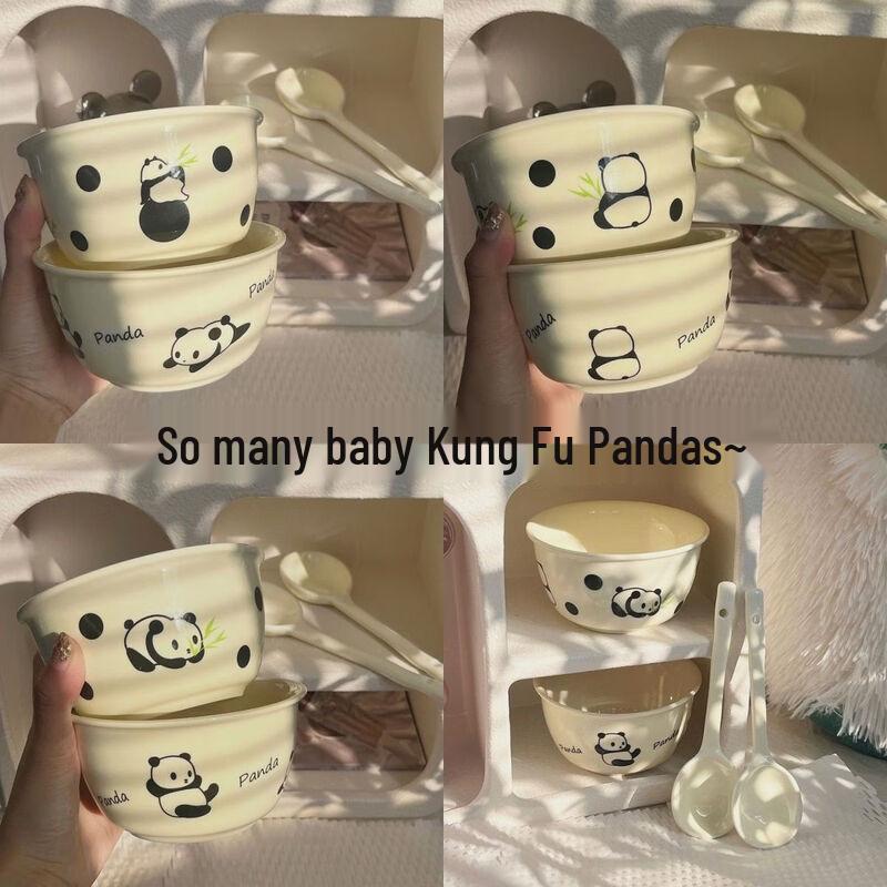 ZISIZ Cute Underglaze Kung Fu Panda Ceramic Bowl
