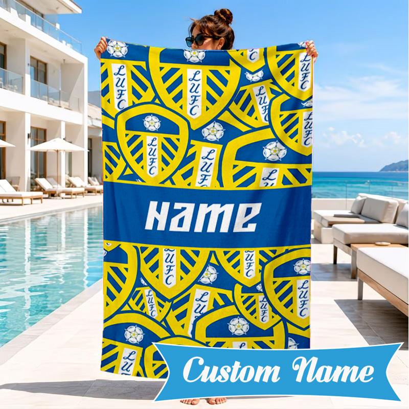 Custom Name Beach Towel Leeds Loyalty Microfiber Beach Towel, Lightweight for Summer Travel, Swimming Pool Fan Birthday Gift