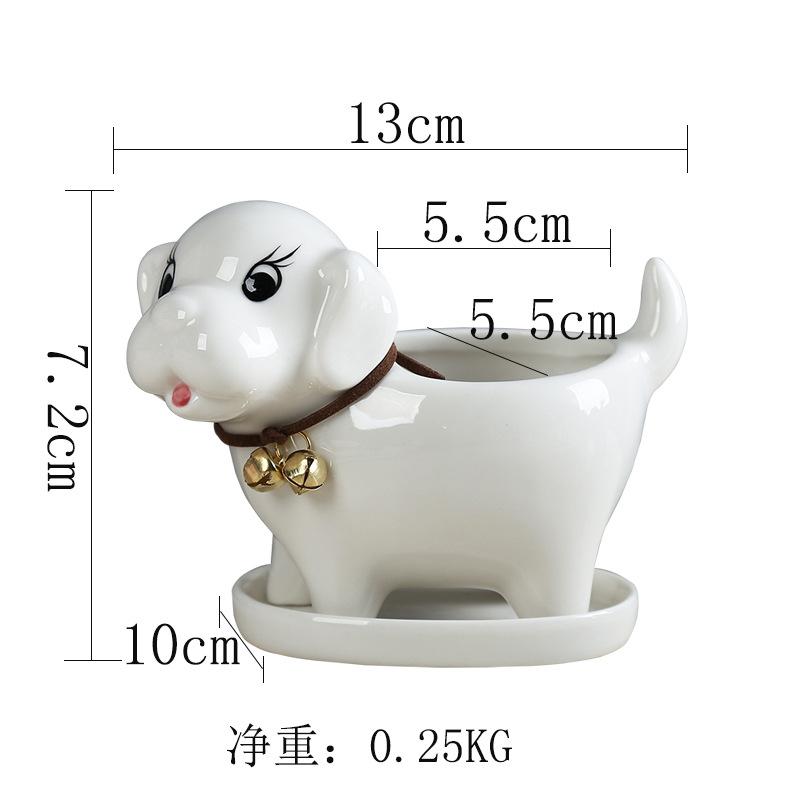 European Simple Cartoon Puppy Succulent Flower Pot Ceramic Creative Gardening Desktop Plant Container Home Decoration Ornament