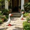Yousheng 6 Inch Mini Desktop Goose Statue, White Lifelike Goose Sculpture, Decorative Resin Goose Figurine for Office, Living Room, Bookshelf, Coffee