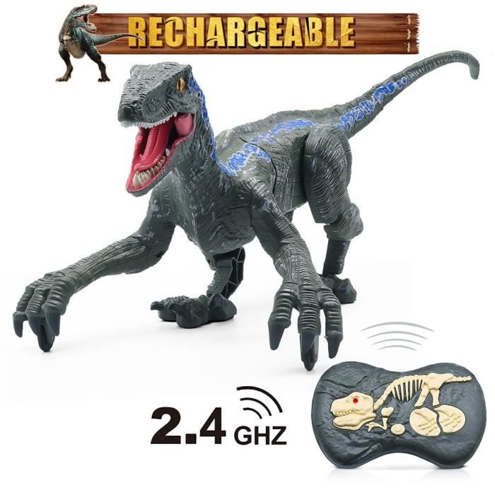 Jouet télécommandé - Dinosaure - Raptor bleu - 2.4G - Cadeau de Noël - Enfant bleu