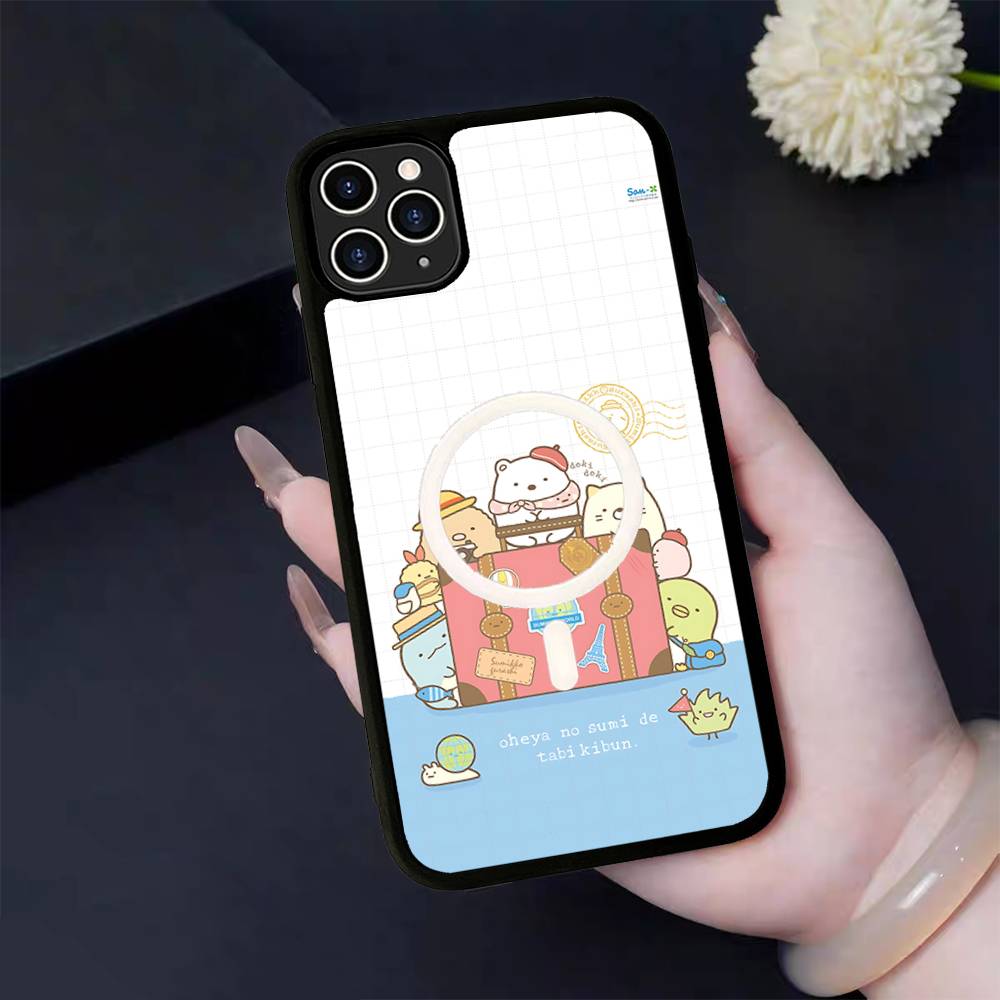 Cartoon S-sumikko Gurashi Magnetic Matte Phone Case For IPhone 16 17 15 14 13 12 11 For Magsafe Wireless Charge Cover