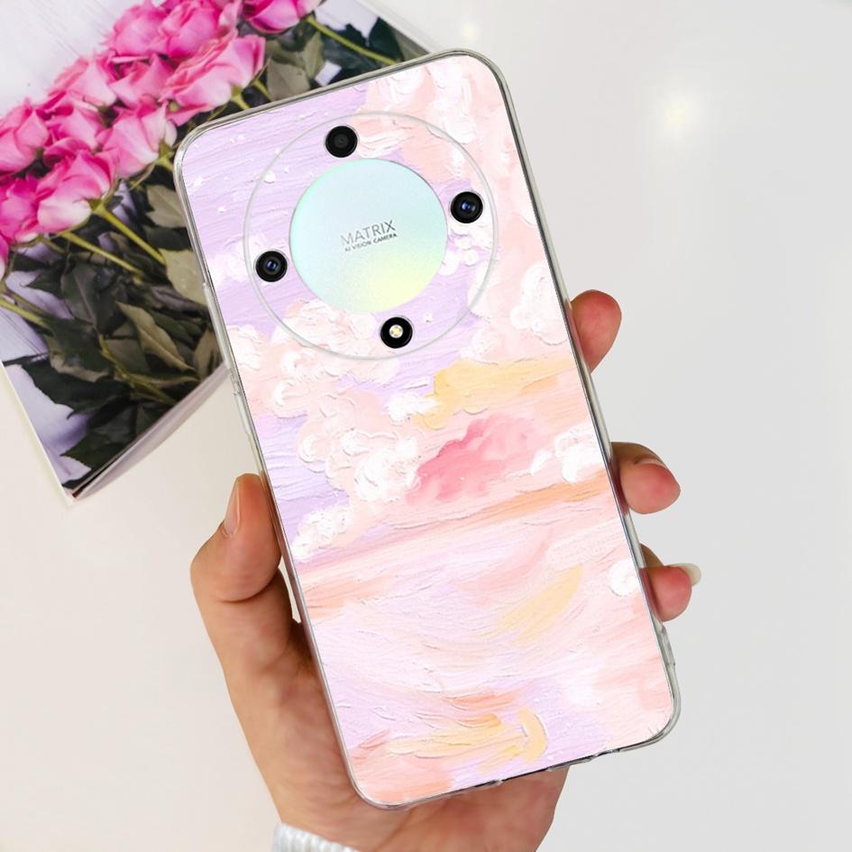 For Honor X9b 5G Case ALI-NX1 Popular Flower Soft Clear Silicon TPU Cover For Honor X9a RMO-NX1 HonorX9 ANY-NX1 Shockproof Funda