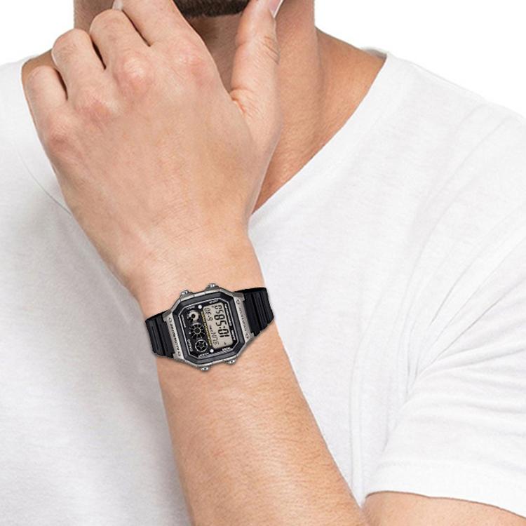 Casio Standard Series Classic Retro Square Ten-Year Power Waterproof Quartz Movement Resin Strap Watch Men watches Black AE-1300WH-8A
