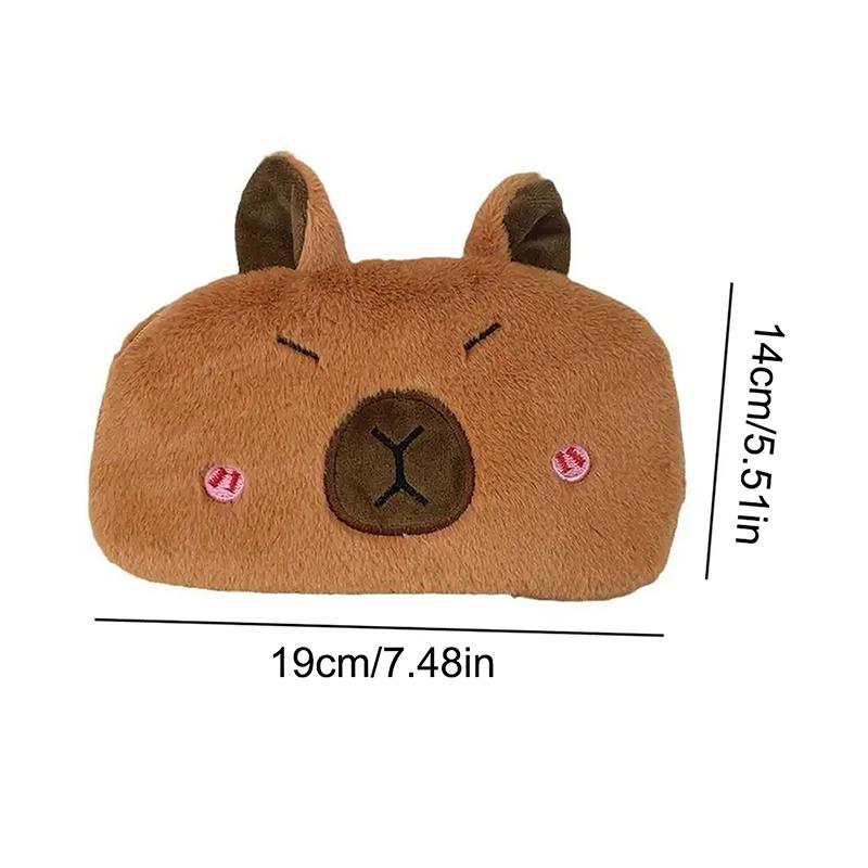 Astuccio creativo per penne in peluche Capibala, grande capacità, materiale sicuro, con cerniera a forma di animale, borsa per bambini, astuccio per penne per bambini, astuccio per la scuola