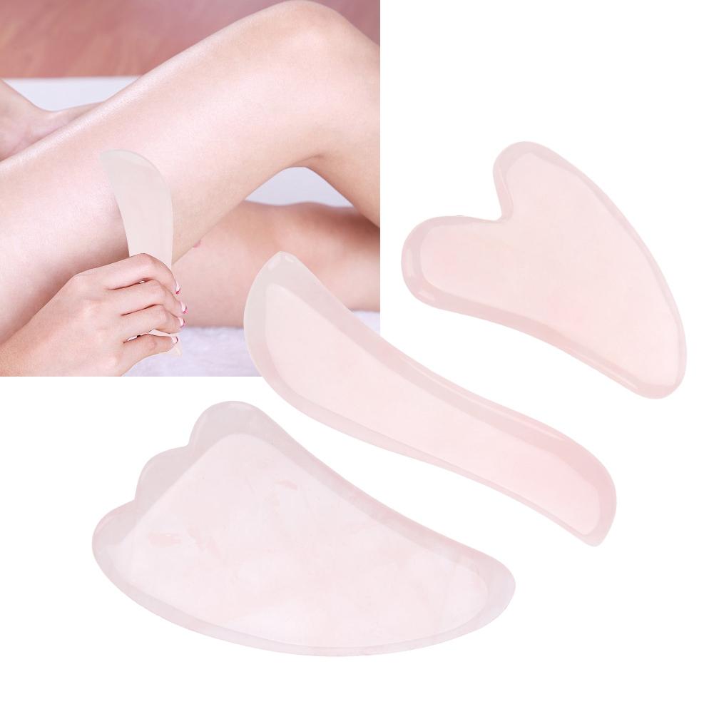 3Pcs Natural Rose Quartz Scraping Plate Board Set Body Massage Plate Scraping Massage Tool