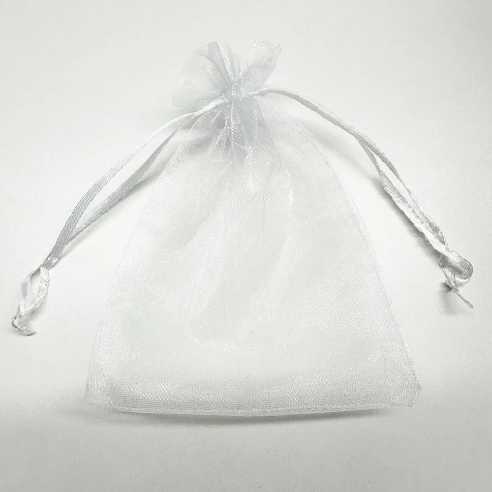 100/50/30pcs White Organza Bags Jewelry Packaging Wedding Party Gift Bags Drawstring Candy Pouches Christmas Small Bag Storage