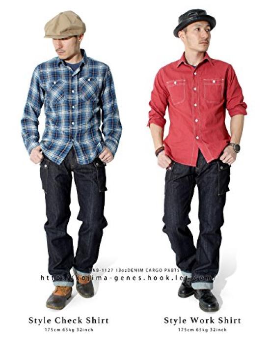 Kojima Jeans 13oz Denim Cargo Size Indigo Pants, Men's, 40,