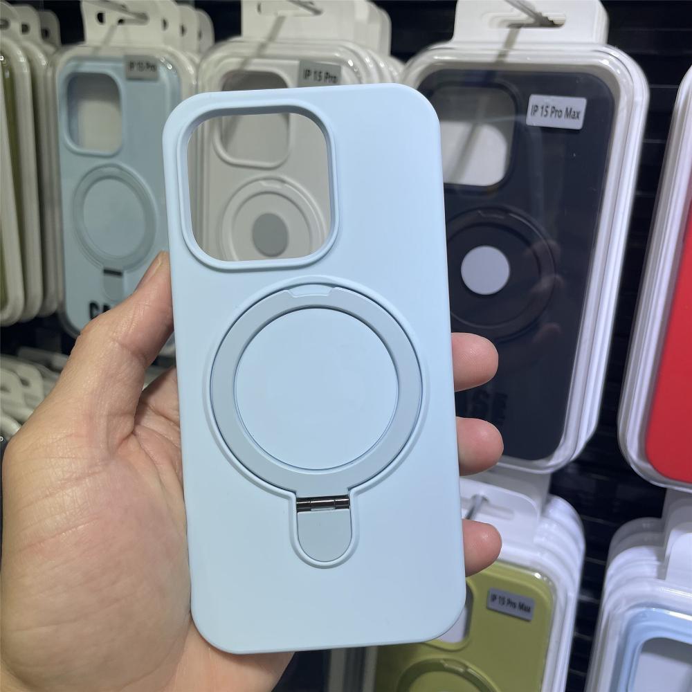Compatible with Apple IPhone 15 Pro Max, Magnetic Stand, Liquid Silicone Phone Case, IPhone 17 with Support Point Protective Case